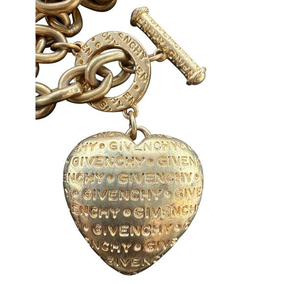 1980s Vintage Givenchy Puffy Heart Necklace Gold Plated - Picture 2 of 5